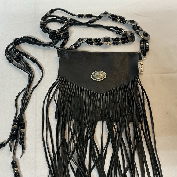 Harley-Davidson Handbags - Vtg Harley Davidson Biker Hip Belt Loop Crossbody Bag Black Leather Fringe Purse